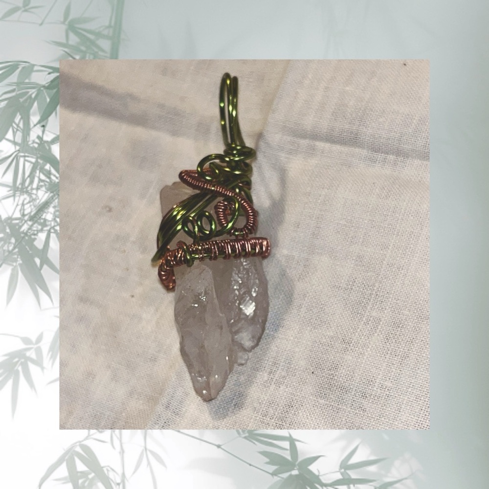 Exclusive Handmade Wire wrapped crystal double point obelisk pendant
